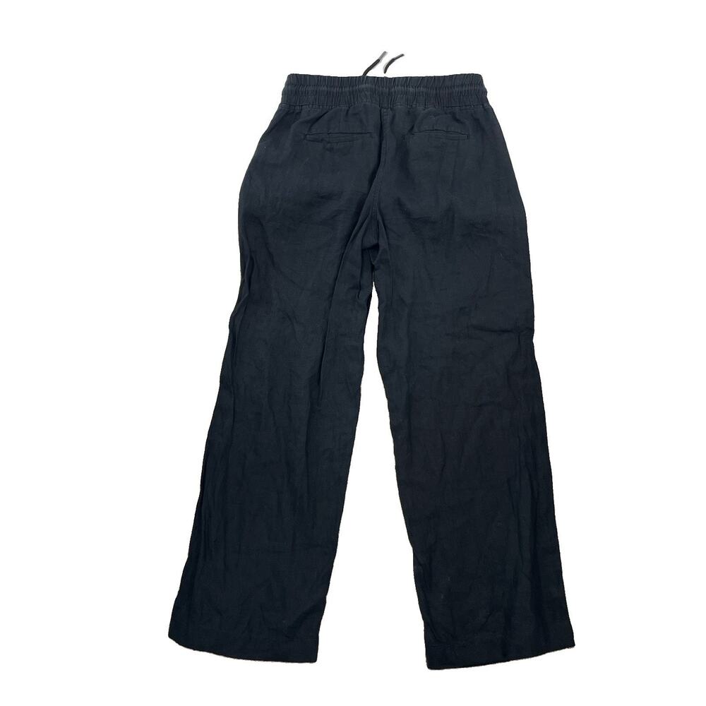 Athleta Women Pants 6 Cabo Linen Wide Leg Pant Black Elastic Waist 30 Inseam 2-0 - Picture 2 of 10